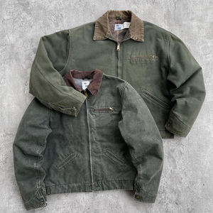 Custom washed Padded Canvas Work  Vintage Zip Up Bomber Worker  for Men