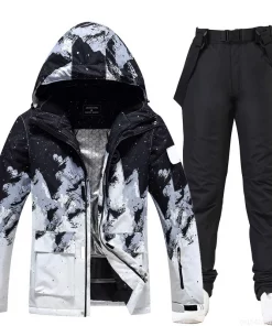 Ice Snow Suit Wear Snowboarding Clothing Winter Warm Waterproof Outdoor Costumes Ski Set Jackets + Strap Pants For Man and Woman