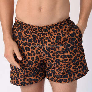 Custom  Recycled Swimwear Leopard Print Board  with Pocket Solid Pattern Sizes XS to 6XL