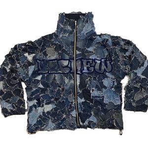 LINCLOT Trendy retro patchwork denim  for men jean street style  man work suit zippered  men