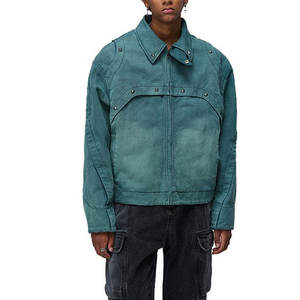 men plus size custom canvas work  cotton quilted satin lining zip up vintage washed  for men