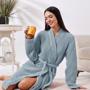 Organic Cotton Unisex  Waffle Robe, Pure Cotton Bathrobe, Waffle Robe Bridesmaid, %100 Turkish Handmade Robe