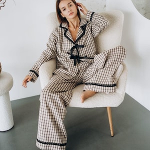 Flannel Pajamas  - Sleeping Set - Home Set - Pajama Party Set - Christmas gift - Gift for her