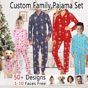 Custom Face Pajamas Set, Personalized Photo Long Sleeve Pajamas, Custom Pajama Sets, Family Pajamas with Picture, Family Valentine Pajamas