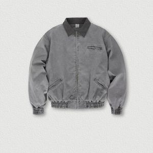 Luxury Streetwear Punk Heavy Canvas Custom Logo Cotton Blank Zip Up Vintage  For Men