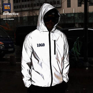 100% Polyester Reflective Hood Zip Wholesale 3m Windbreaker Oem Custom Logo High Mens Reflective
