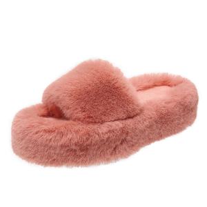 Womens Faux  Flat  Sandals Fluffy Open Toe Home Slipper Soft Cozy Plush Fashion Fluffy Slipper