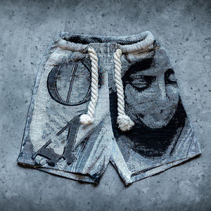 YSJY Streetwear Custom Bermuda 5 Inch Inseam Sweat  Baggy  Printed Summer Tapestry  For Men