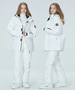 Women's 10K Pure White Ski Suit Set - Waterproof Snowboard Clothing for Winter