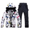 New Men Women Couples Ski Suit Winter Windproof Thick Warm Skiing Jacket and Pants Set Outdoor Snow Snowboarding Costumes