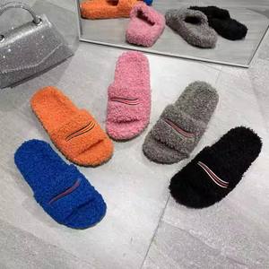 Women Platform Slippers Furry  with  warm shoes