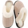 Ecetana Women's Warm Knit House Slippers with Memory Foam, Comfy & Lined