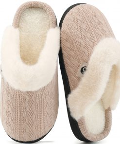 Ecetana Women's Warm Knit House Slippers with Memory Foam, Comfy & Lined