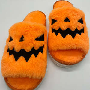 2023 Bedroom Ladies Slippers Fashion  Slippers Plush Slippers Halloween Pumpkin Figure Home EVA Indoor