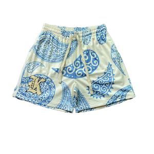 Designer Heavy Weight Cropped Fit Custom logo All Over Full  Printed Polyester Paisley Print Mesh  for Men