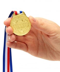 Juvale 12 Pack Gold Medals for Kids - Award Ribbons & Trophies (1.5 in)