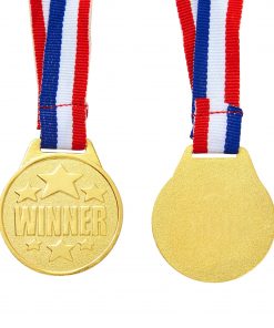 Juvale 12 Pack Gold Medals for Kids - Award Ribbons & Trophies (1.5 in)
