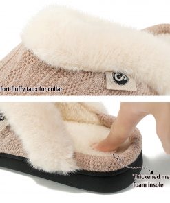 Ecetana Women's Warm Knit House Slippers with Memory Foam, Comfy & Lined
