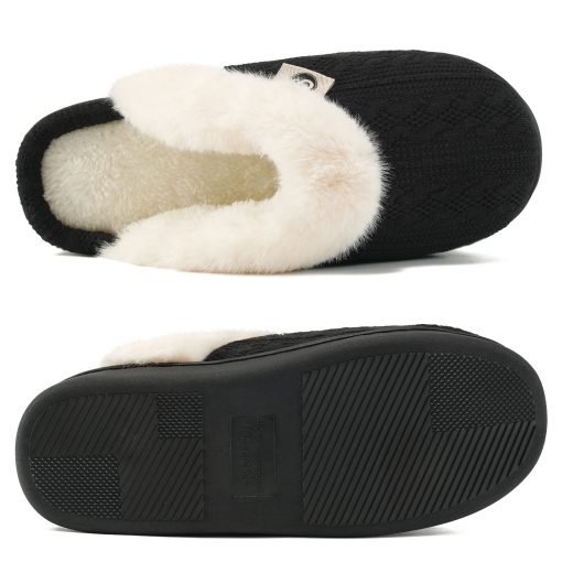 Ecetana Women's Warm Knit House Slippers with Memory Foam, Comfy & Lined