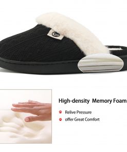 Ecetana Women's Warm Knit House Slippers with Memory Foam, Comfy & Lined