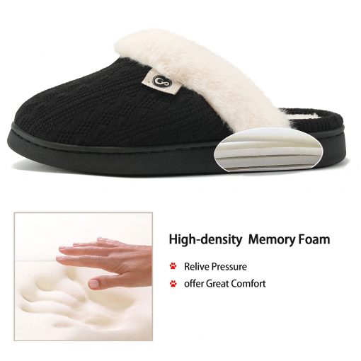 Ecetana Women's Warm Knit House Slippers with Memory Foam, Comfy & Lined