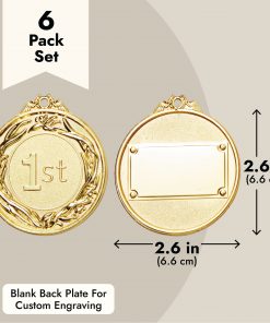 6-Pack Award Medals with 15.5-Inch Ribbons for Kids and Adults