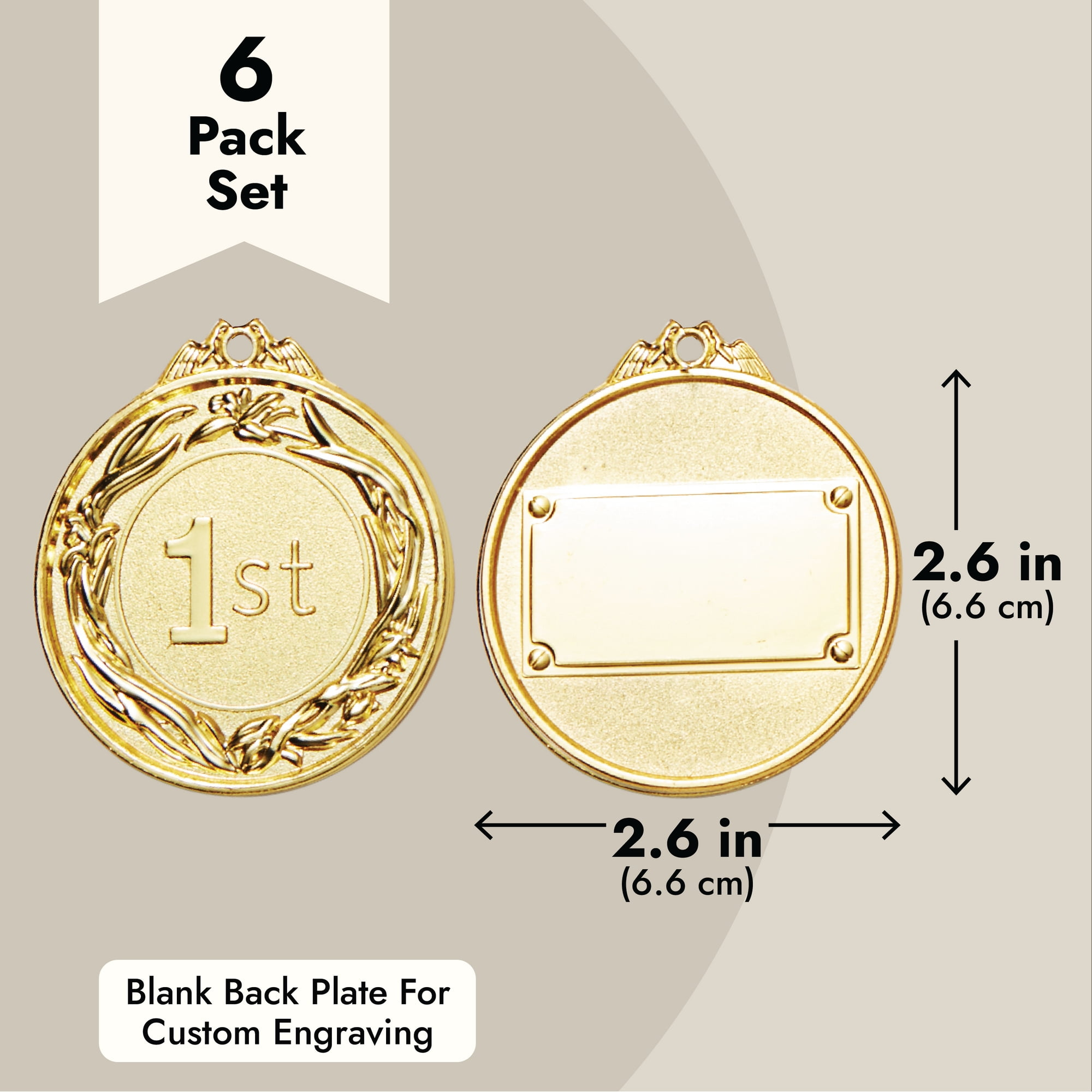 6-Pack Award Medals with 15.5-Inch Ribbons for Kids and Adults