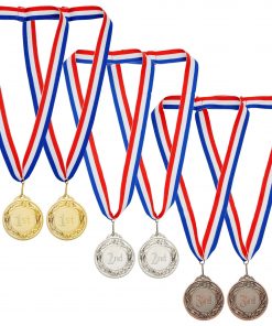 6-Pack Award Medals with 15.5-Inch Ribbons for Kids and Adults