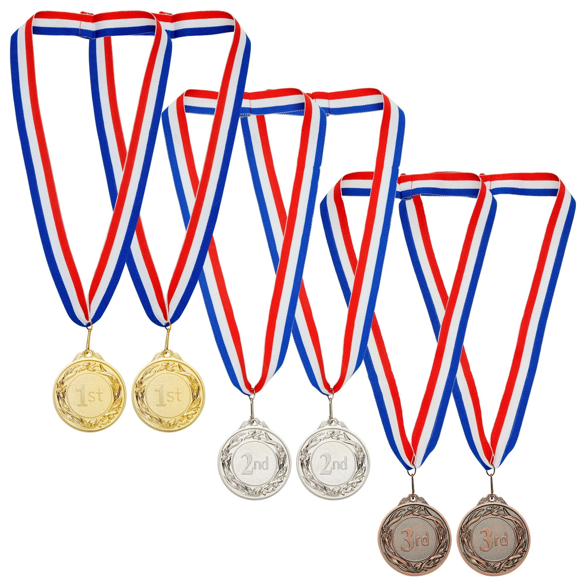 6-Pack Award Medals with 15.5-Inch Ribbons for Kids and Adults