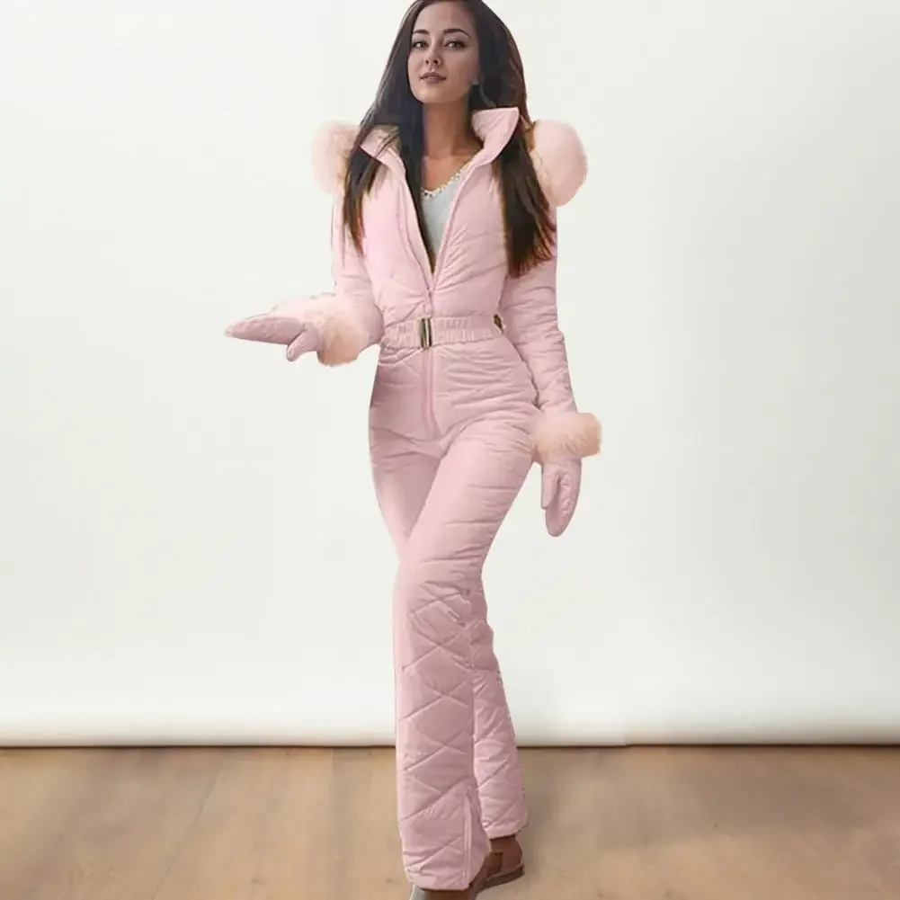 Women's Winter Snowsuit Jumpsuit with Gloves Hooded Windproof Ski Outfit Women's Winter Snowsuit Jumpsuit with Gloves Hooded Windproof Ski Outfit