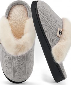 Ecetana Women's Warm Knit House Slippers with Memory Foam - Cozy & Comfortable