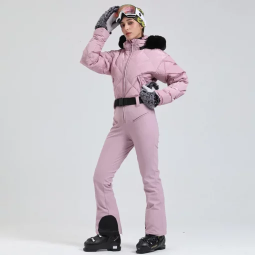 Gsou Snow Winter Women's Warm Down Snowsuit Outdoor Skiing Warm Waterproof Windproof Snowboard One-piece Suit Fashion Ski Suit