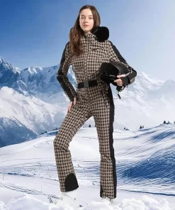 GSOU SNOW One-piece Ski Suit Women Thickening Snowboard Female Overalls Winter Windproof Waterproof Breathable Clothing Skiing