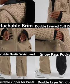 Outdoor Snow Jumpsuits 2025 Winter Hoodie Skiing Suites Women Warm Sports Ski Clothing Waterproof Windproof Snowboard Tracksuits