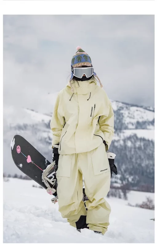 JOHN Full Pressure Adhesive 3L Ski Suit Women's 2024 Snowboard Clothes Single Board Double Board Assault Jacket Snow Pants