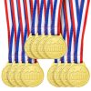 Juvale 12 Pack Gold Medals for Kids - Award Ribbons & Trophies (1.5 in)