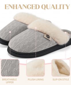 Ecetana Women's Warm Knit House Slippers with Memory Foam - Cozy & Comfortable