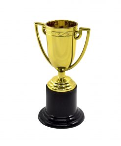 Way to Celebrate! Mini 3.8-in Plastic Gold Trophies for Kids, 6 Count, Party Favors