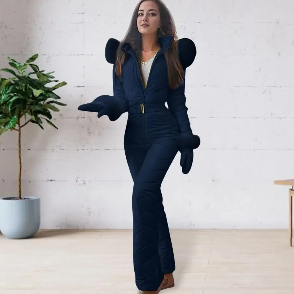 Women's Winter Snowsuit Jumpsuit with Gloves Hooded Windproof Ski Outfit Women's Winter Snowsuit Jumpsuit with Gloves Hooded Windproof Ski Outfit