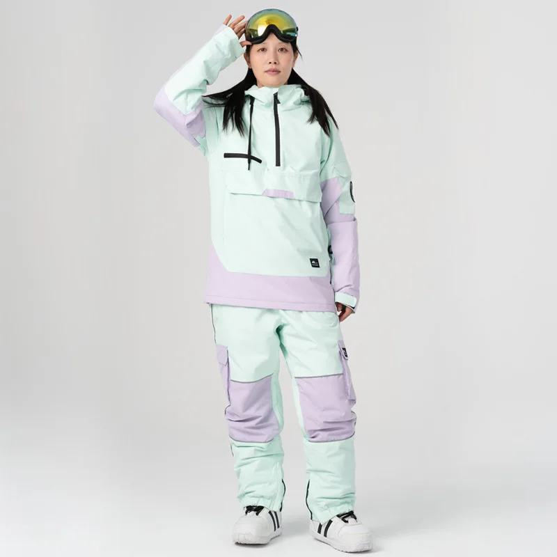 New Men and Women Snow Wear Waterproof Ski Suit Set Jackets + Pants Winter Windproof Waterproof Breathable Clothing Skiing Suit