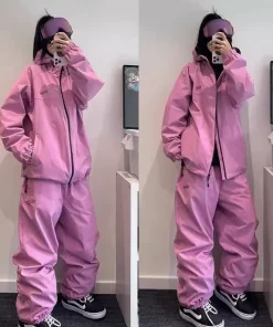 John snow 2024 New Male female couple Single and double board Ski suit set Loose type waterproof keep warm Ski pants ski jackets