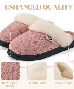 Ecetana Women's Warm Knit House Slippers with Memory Foam - Cozy & Comfortable