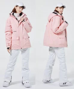 Women's 10K Pure White Ski Suit Set - Waterproof Snowboard Clothing for Winter