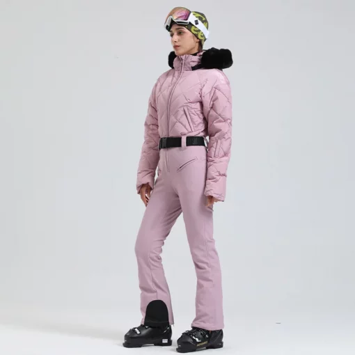 Gsou Snow Winter Women's Warm Down Snowsuit Outdoor Skiing Warm Waterproof Windproof Snowboard One-piece Suit Fashion Ski Suit
