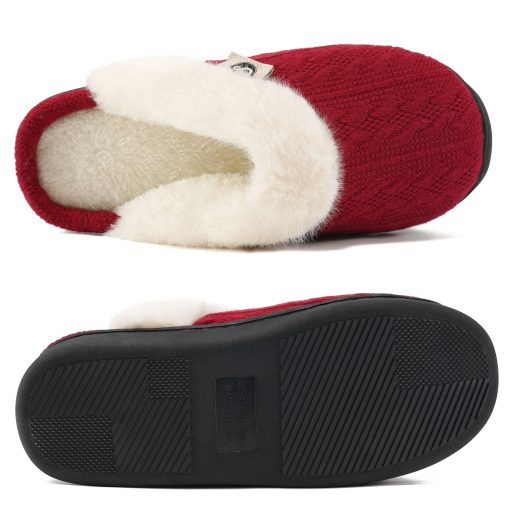Ecetana Women's Warm Knit House Slippers with Memory Foam, Comfy & Lined