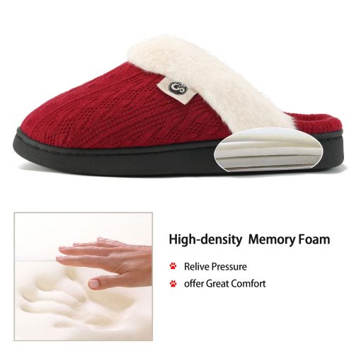 Ecetana Women's Warm Knit House Slippers with Memory Foam, Comfy & Lined