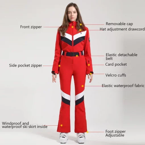 New Ski Suits Women Outdoor Snowboard Thickened Breathable One-piece Snow Suits Waterproof Windproof Sports Skiing Jumpsuits
