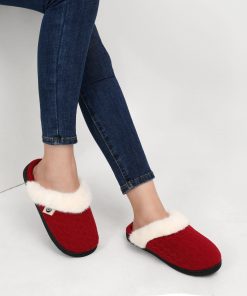 Ecetana Women's Warm Knit House Slippers with Memory Foam, Comfy & Lined