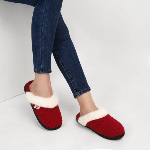 Ecetana Women's Warm Knit House Slippers with Memory Foam, Comfy & Lined