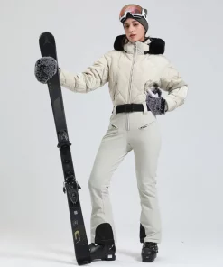 Gsou Snow Winter Women's Warm Down Snowsuit Outdoor Skiing Warm Waterproof Windproof Snowboard One-piece Suit Fashion Ski Suit